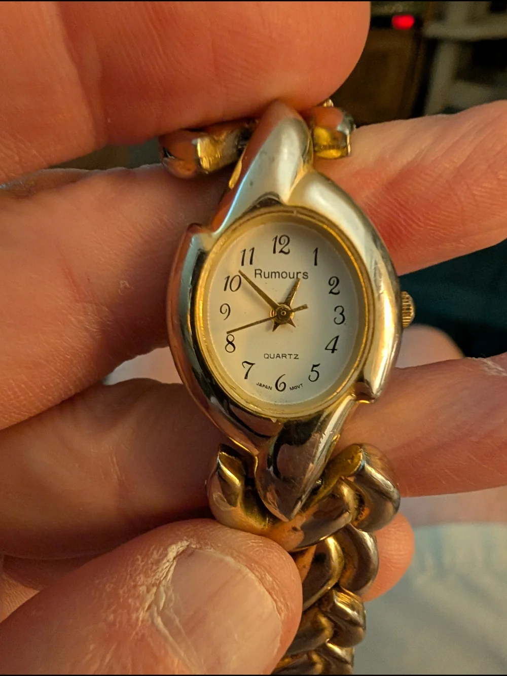 Rumours Gold-Tone Chain Link Women's Watch Japanese Movement With Brand New Batt